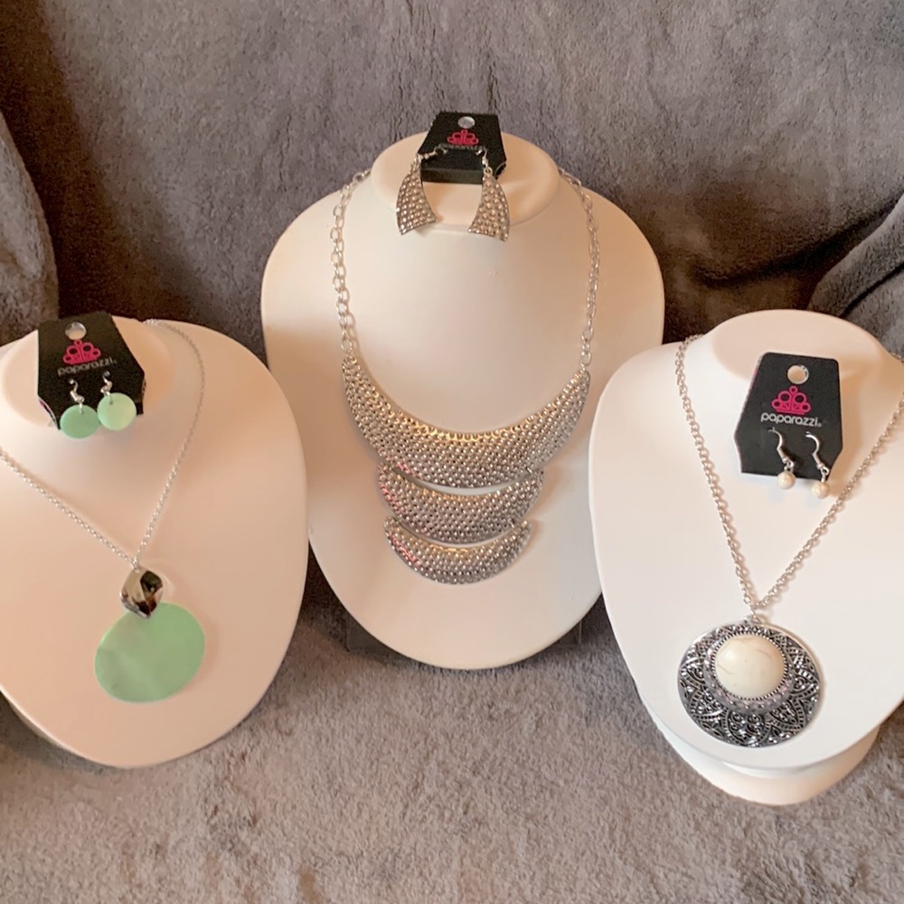 Set of Three (3) Paparazzi Necklaces & Matching Earrings. NWT
